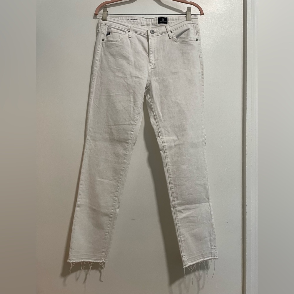 AG Stevie Ankle Slim White Denim Size 28